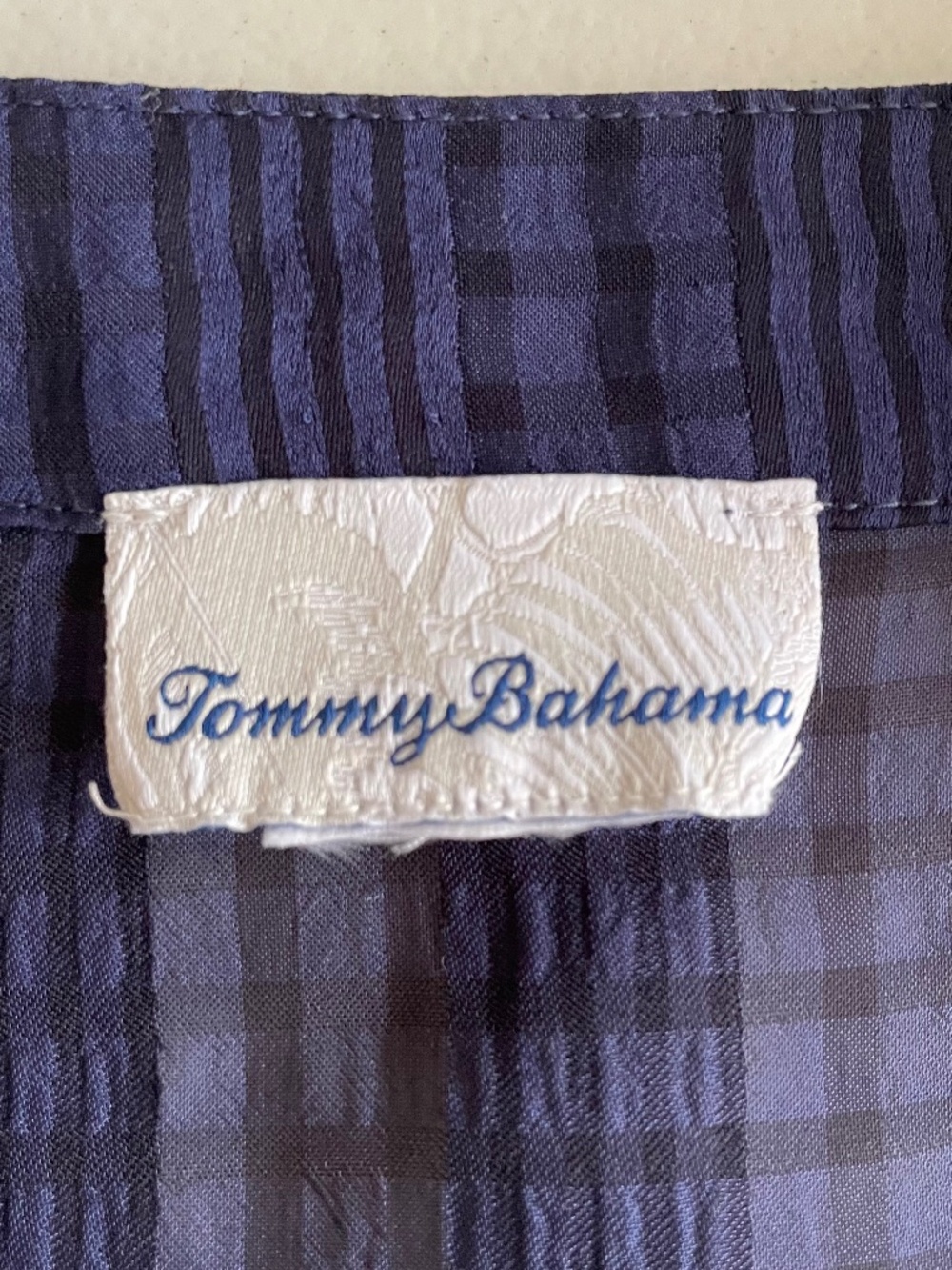 Tommy Bahama Cadiz Boyfriend Beach Shirt Coastal Lagenlook - Navy Blue, Size XL - Picture 4 of 9